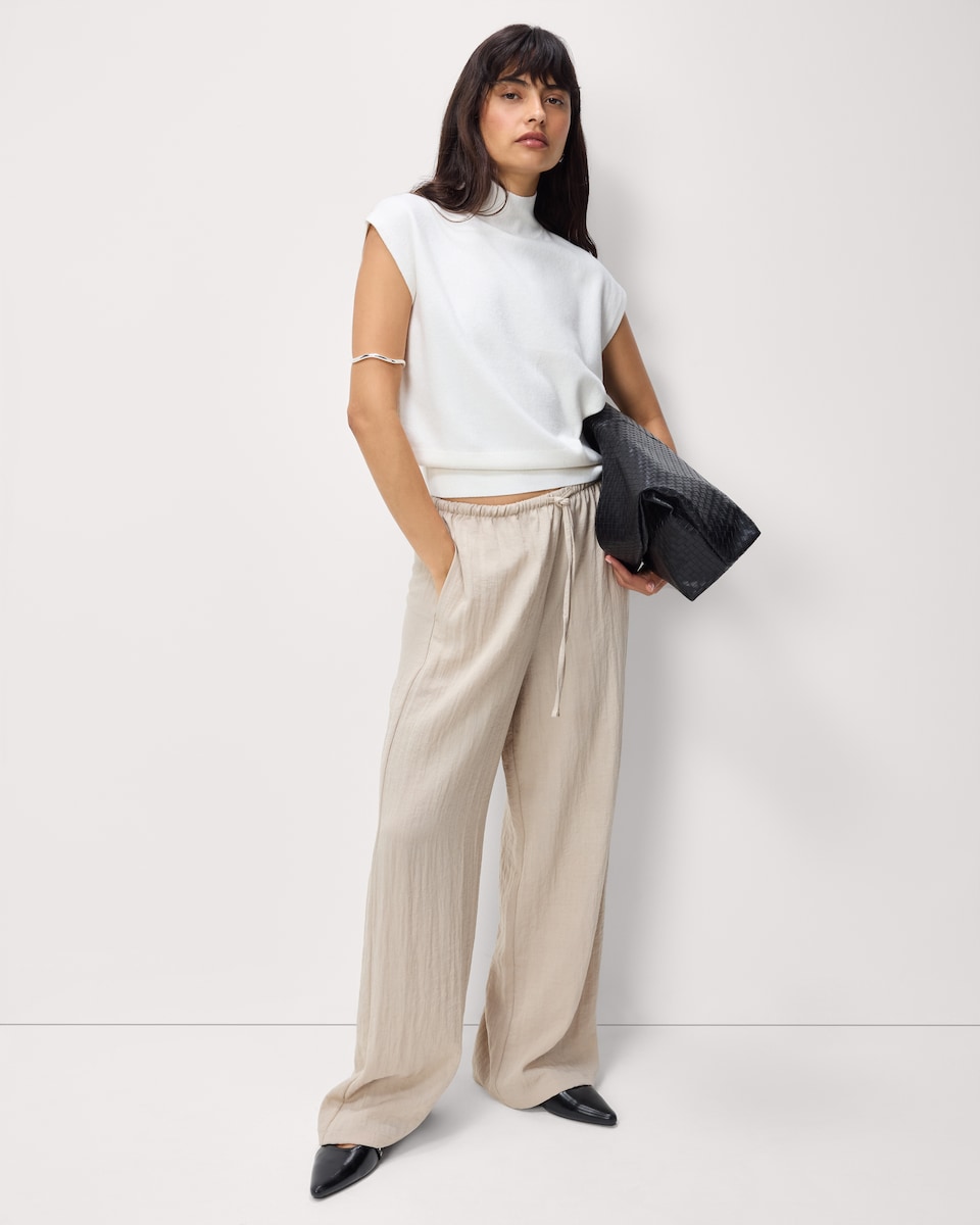 image 1 of F&F Textured Wide Leg Trousers in Neutral