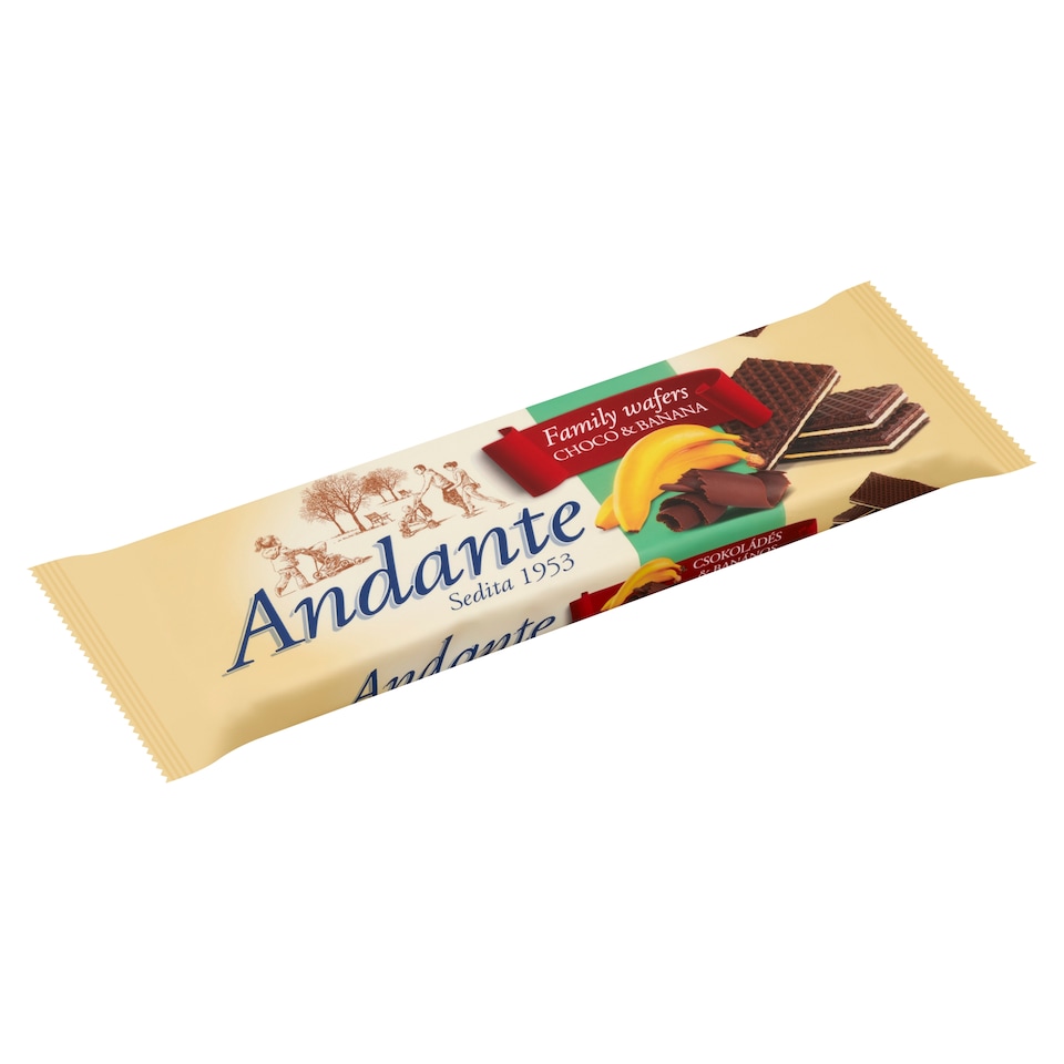 Andante Crispy Wafers with Cocoa-Chocolate and Banana Cream Filling 130 g