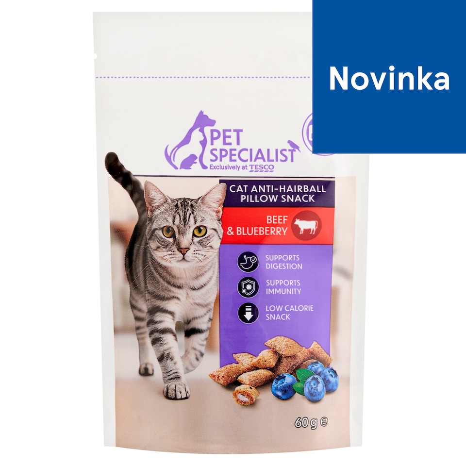 Pet Specialist Cat Anti-Hairball Pillow Snack Beef & Blueberry 60 g