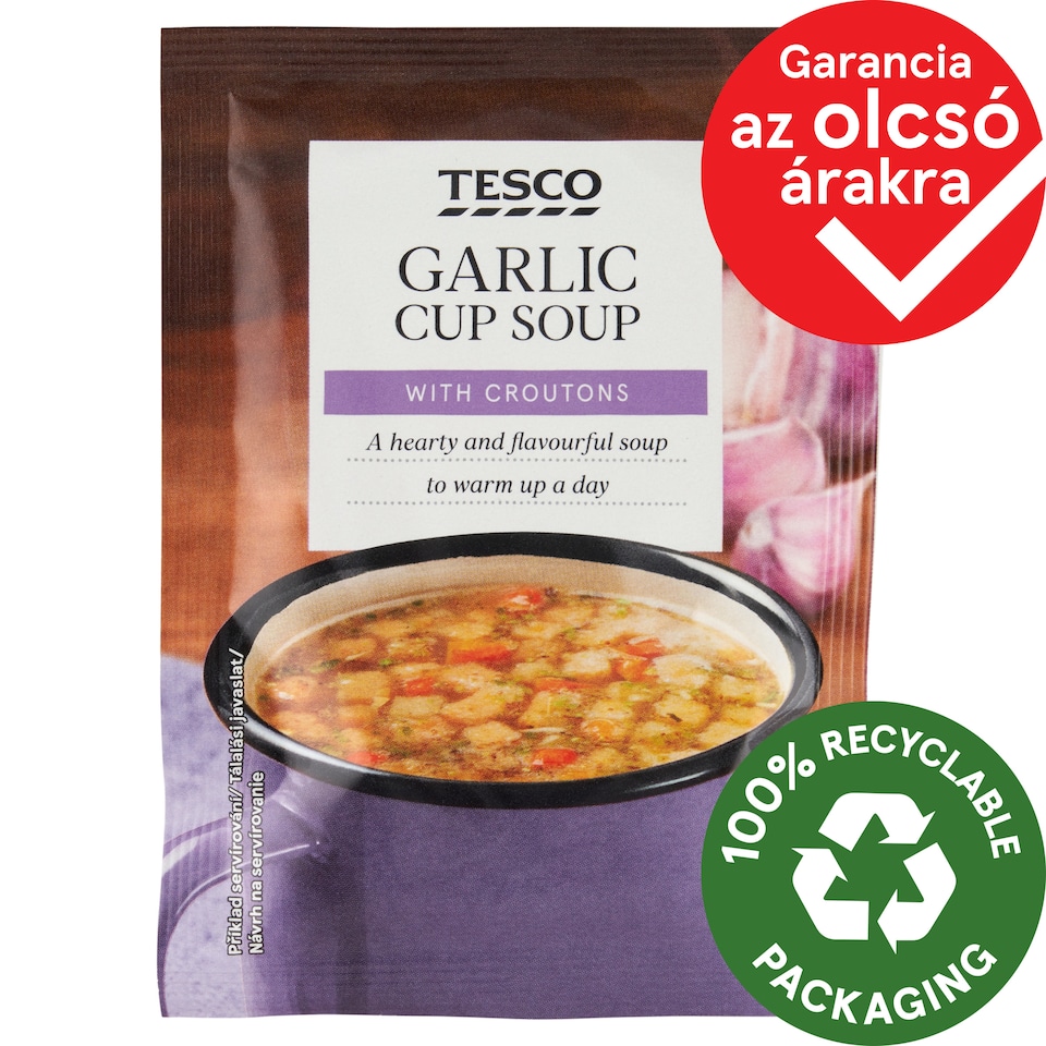 Tesco Garlic Cup Soup with Croutons 18 g