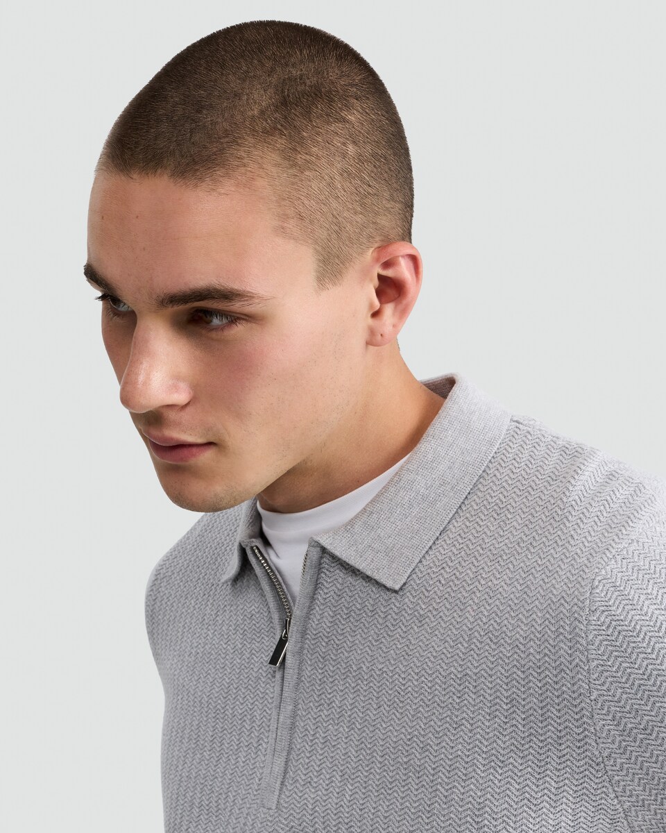 image 1 of F&F Pure Cotton Herringbone Textured Jumper in Grey Marl