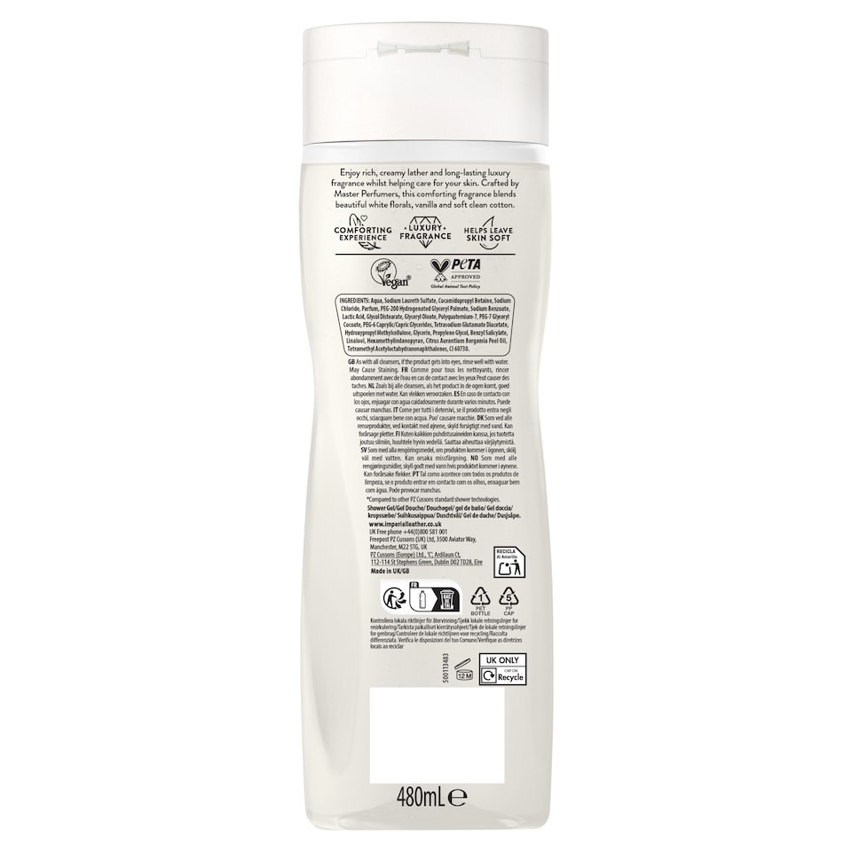 image 1 of IMPERIAL LEATHER BODYWASH COTTON FLOWER & VANILLA 480ML