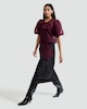 image 2 of F&F Sheer Puff Sleeved Bow Front Blouse in Burgundy