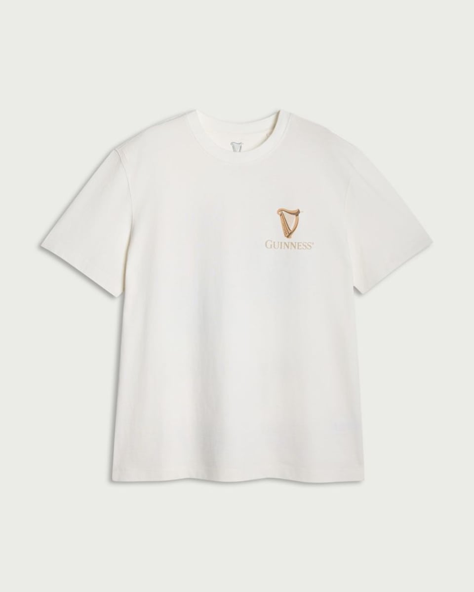 image 1 of Guinness Pure Cotton Harp Print T-Shirt in Ecru