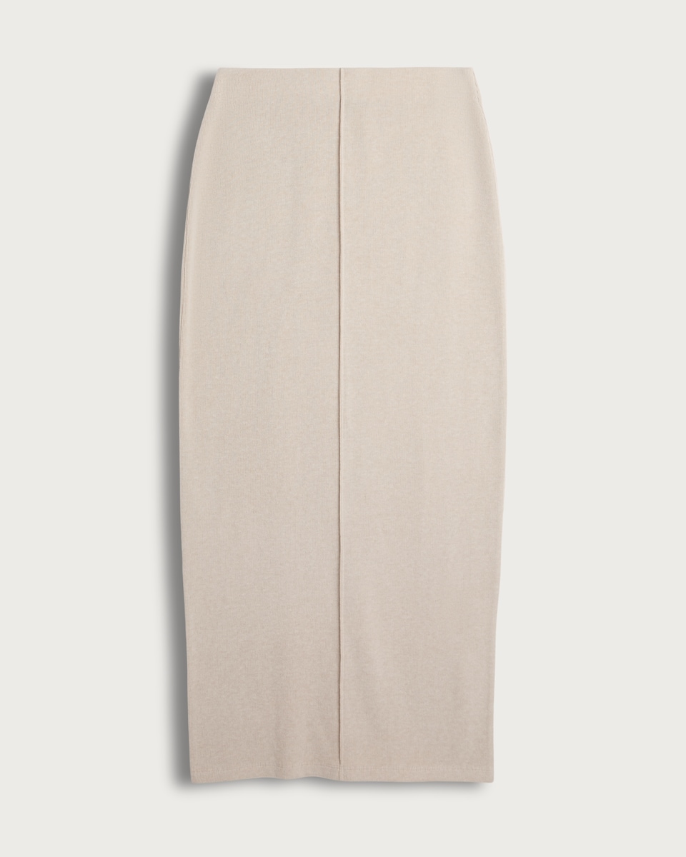 image 1 of F&F Snit Textured Midi Co-ord Pencil Skirt in Cream