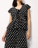 image 1 of F&F Polka Dot Tie Front Top in Multi Black