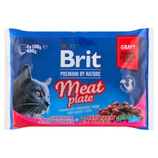 Brit Premium by Nature Meat Plate kompletní prémiové mokré krmivo pro dospělé kočky 4 x 100g (400g)