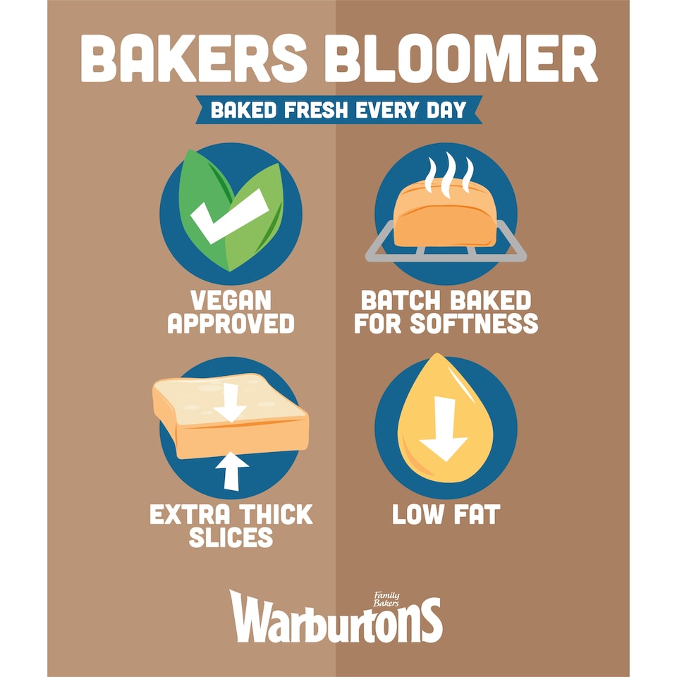 image 1 of Warburtons Baker's Bloomer White Bread 800g