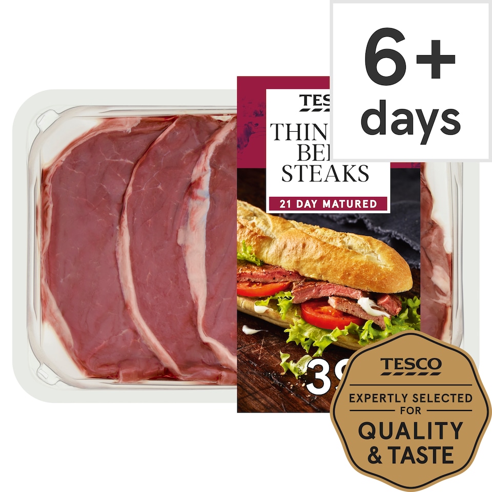 Tesco Thin Cut Beef Steaks 395G
