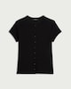 image 4 of F&F Cotton Rich Ribbed Button Up Top in Black