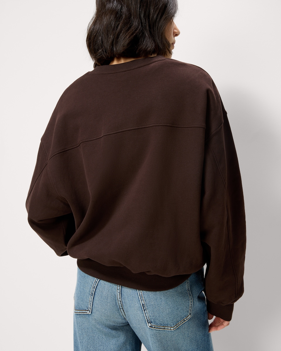 image 1 of F&F Cotton Rich Balloon Sleeved Sweatshirt in Chocolate