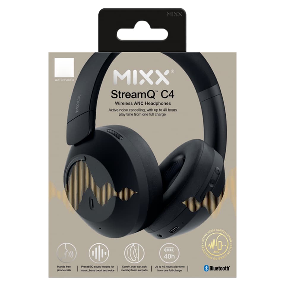 Mixx StreamQ C4 Ear ANC Wireless Headphones Black