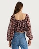 image 4 of F&F Floral Print Puff Sleeved Blouse in Multi Black