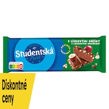 ORION Študentská pečať Mliečna čokoláda s kúskami lieskových orieškov, s hrozienkami a želé 90 g
