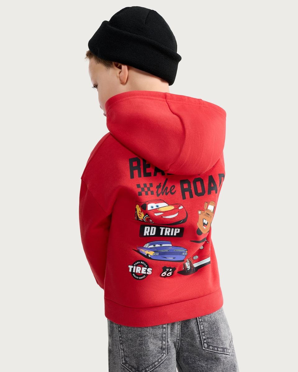 image 1 of Disney Lightning McQueen Cotton Rich Hoodie in Red