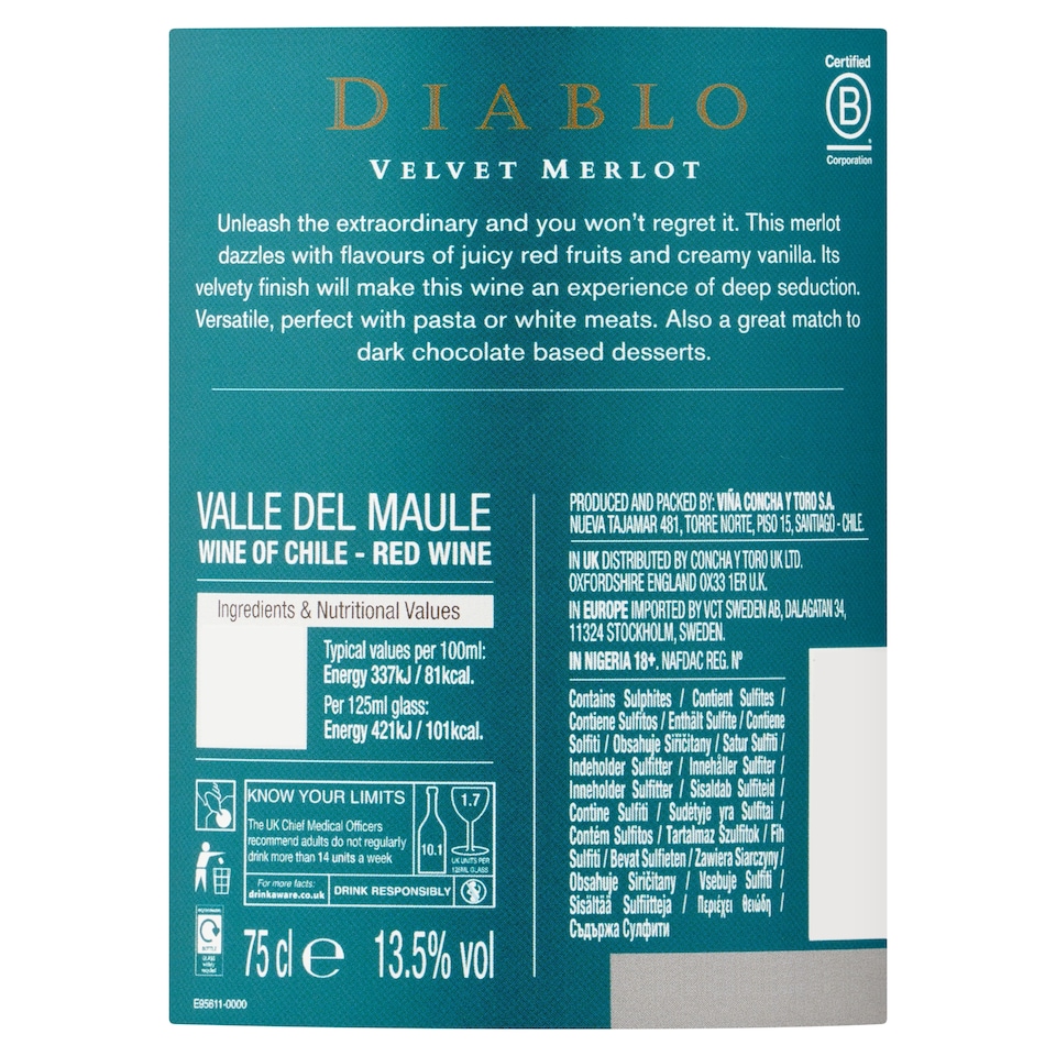 image 1 of Diablo Velvet Merlot 750ml