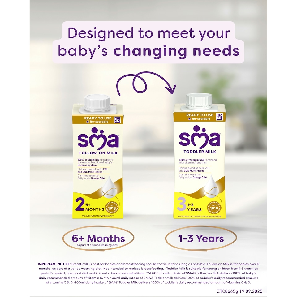image 1 of SMA Follow-On Baby Milk 6 Mth+ Ready-To-Use Formula Milk 200 Ml