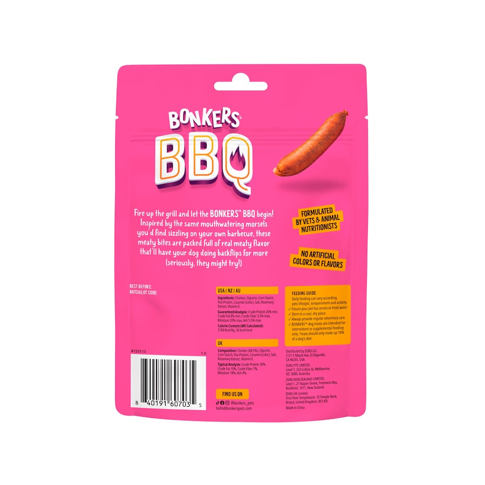 image 1 of BONKERS Dog Treats Dry BBQ Sausages 85 G