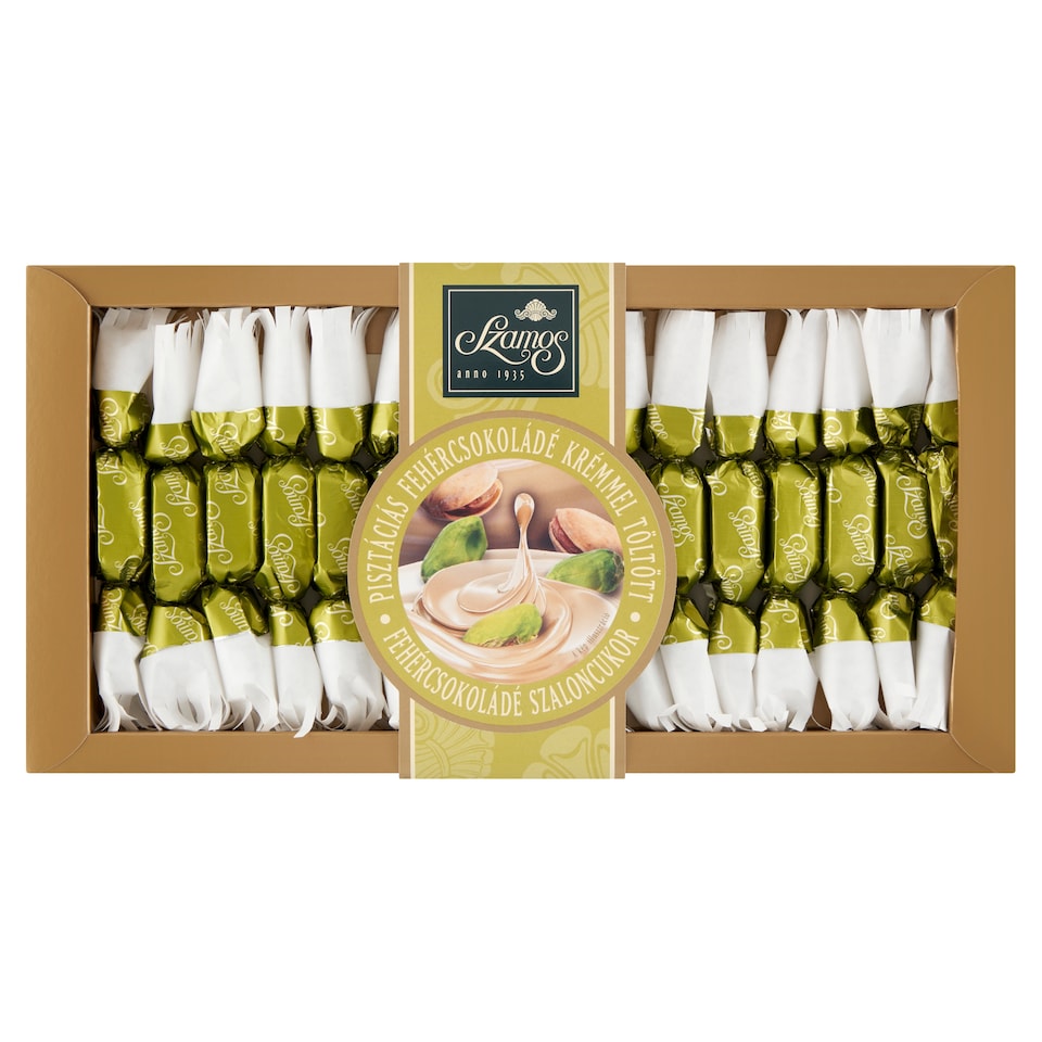 Szamos pisztáciás fehércsokoládé krémmel töltött fehércsokoládé szaloncukor 160 g
