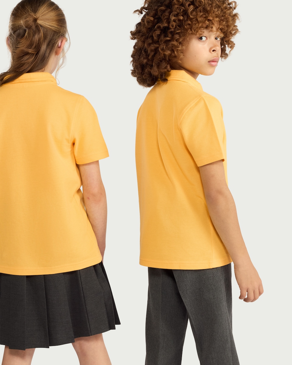 image 1 of F&F School Boys 3-Pack Pure Cotton Regular Fit Polo Shirts in Yellow