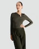 image 2 of F&F Polyamide Ring Detail Long Sleeved Top in Olive