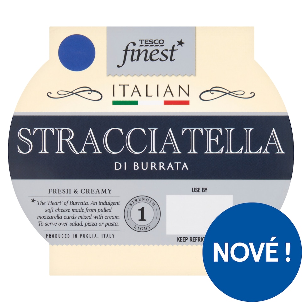 Tesco Finest Stracciatella di Burrata plnotučný měkký nezrající sýr se smetanou 180g