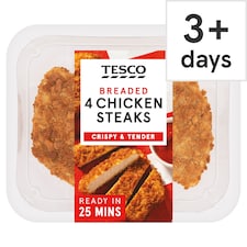 Tesco Breaded Chicken Steaks 4 Pack 505g