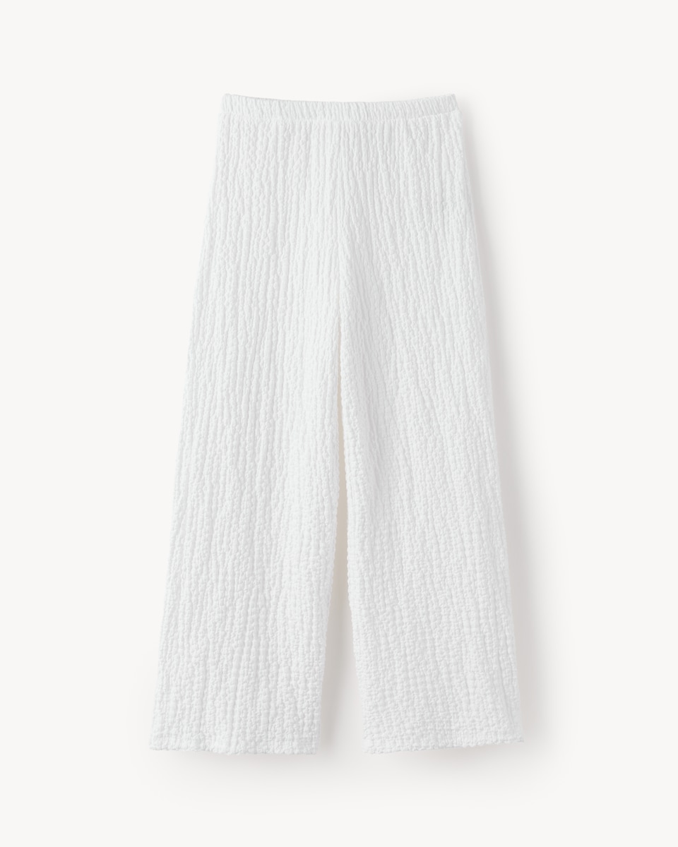 image 1 of F&F Girls Textured Wide Leg Trousers in White