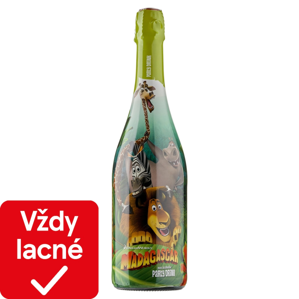 obrázok 1 z Dreamworks Madagascar Party Drink sýtený nealkoholický nápoj s jablkovou príchuťou 750 ml