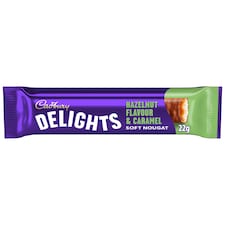 Cadbury Delights Hazelnut Caramel Chocolate Nougat Bar 5 Pack 110g