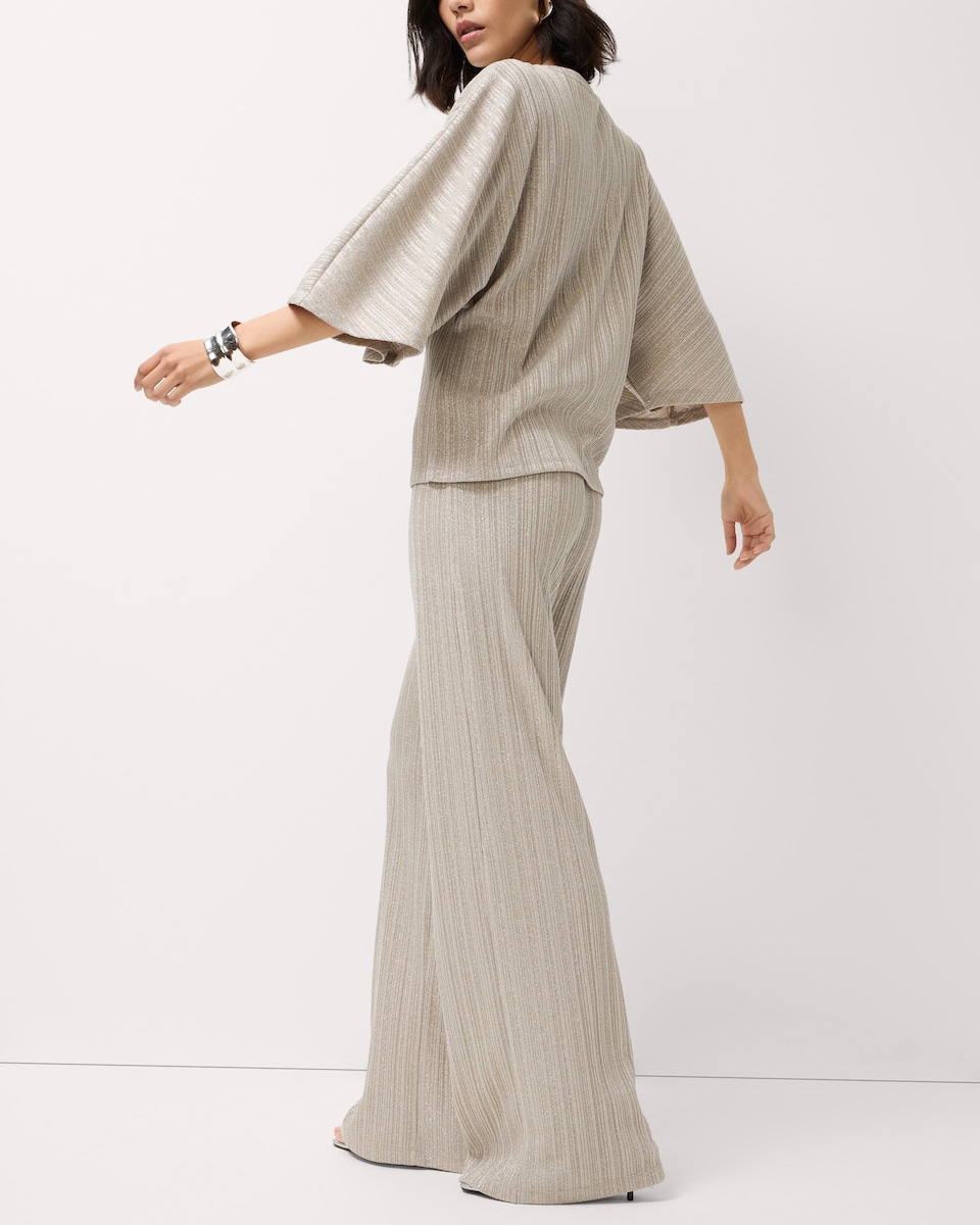image 1 of F&F Sparkly Textured Wide Leg Co-ord Trousers in Grey