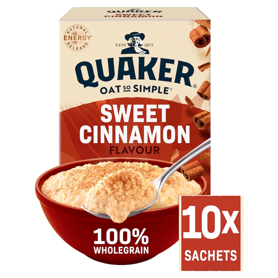 image 1 of Quaker Oat So Simple Sweet Cinnamon Porridge Sachets 10x33g