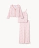 image 1 of F&F 3-Piece Pointelle Bow Print Pyjama Set in Pink
