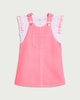 image 4 of F&F Girls 2-Piece Pure Cotton Pinafore and Embroidered T-Shirt Set in Pink