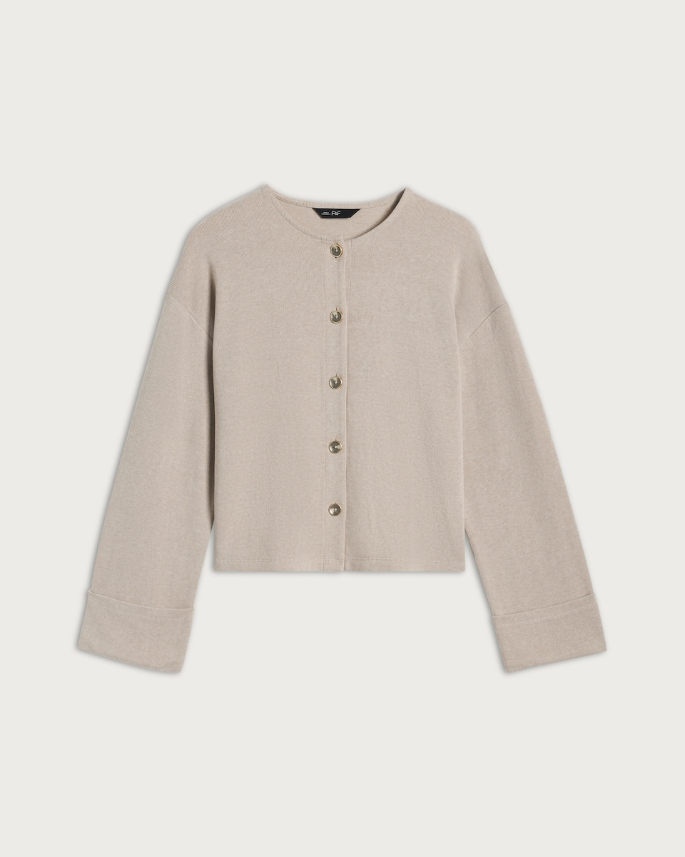 image 1 of F&F Textured Button Front Co-ord Cardigan in Neutral