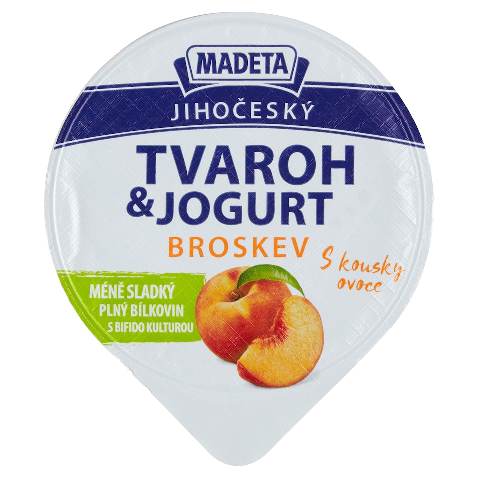 Obrázek 1 pro produkt Madeta Jihočeský tvaroh & jogurt broskev 135g