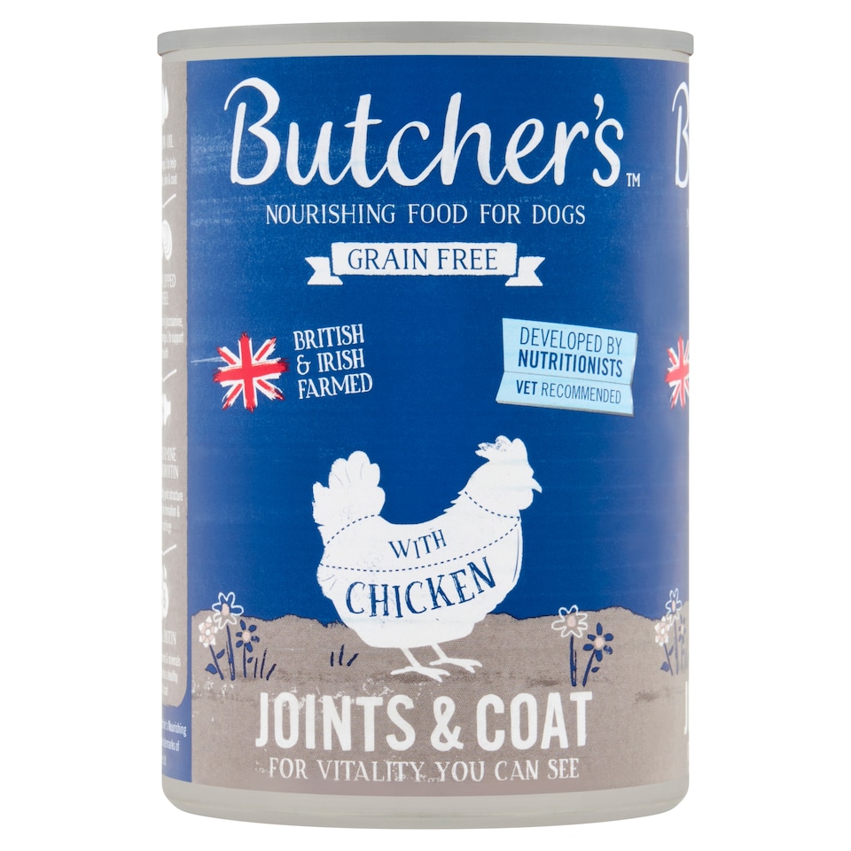 Butcher's Joints & Coat Chicken Dog Food Tin 390g