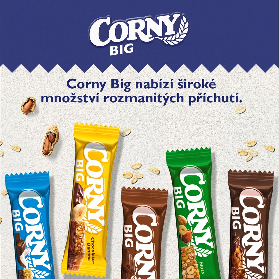 Obrázek 1 pro produkt Corny Big Cereální tyčinka s příchutí skořicové rolky polomáčená v bílé polevě 40g