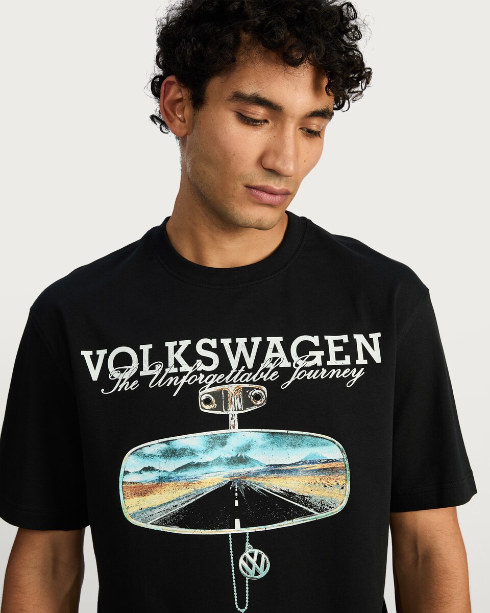 image 1 of VW Volkswagen Pure Cotton The Unforgettable Journey T-Shirt in Black