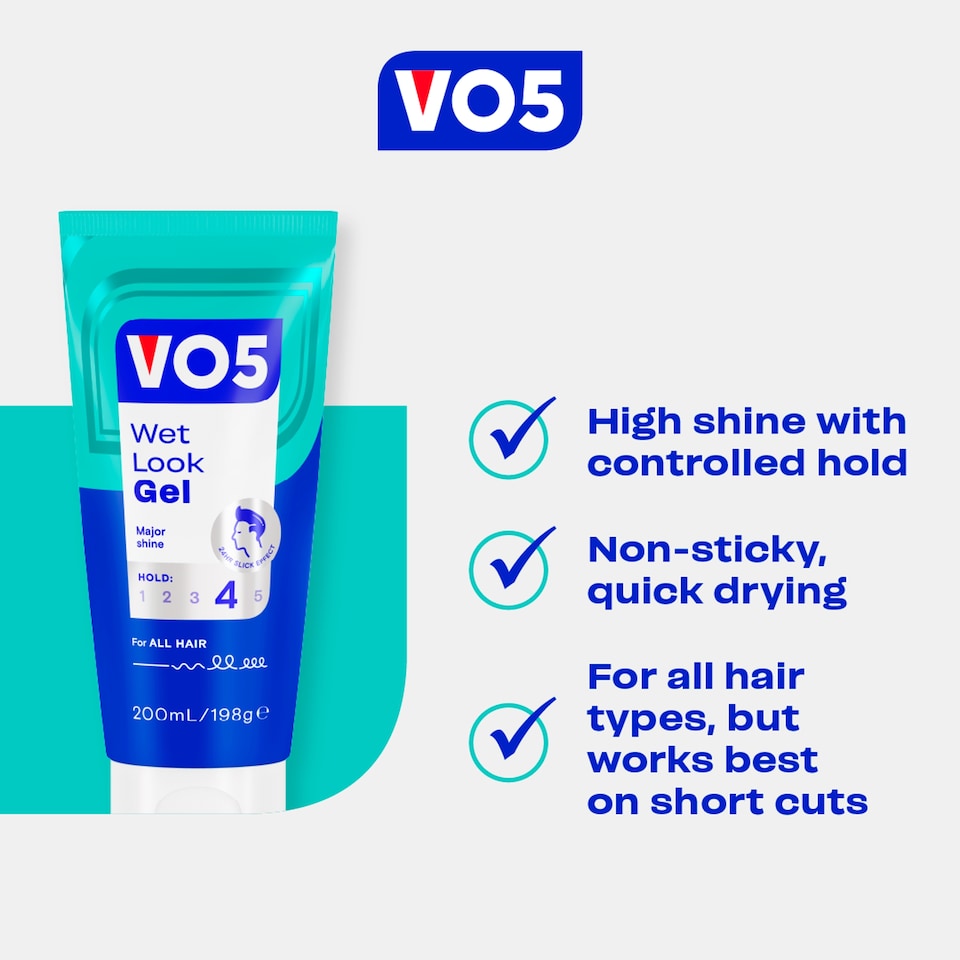 image 1 of Vo5 Wet Look Styling Hair Gel 200Ml