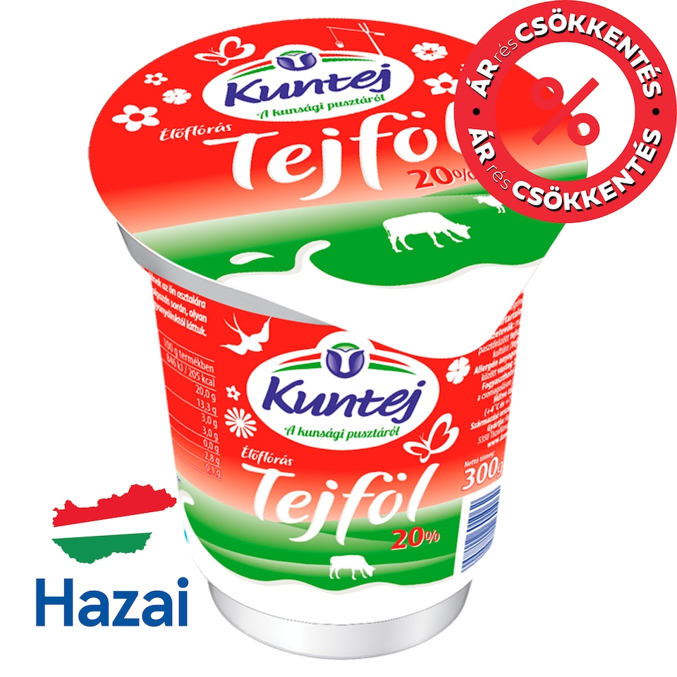 Kuntej élőflórás tejföl 20% 300 g
