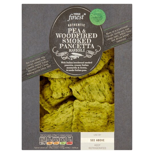 Tesco Finest* Pea And WoodFired Pancetta Ravioli 300G Tesco Groceries