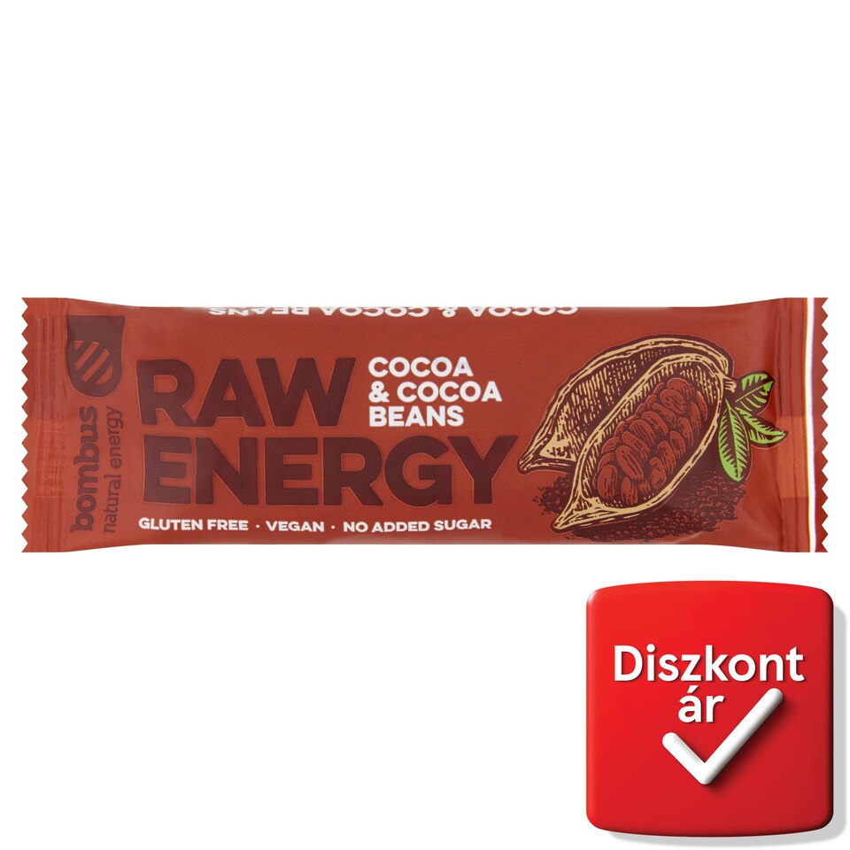 bombus Raw Energy Cocoa & Cocoa Beans gyümölcs szelet 50 g  1. kép