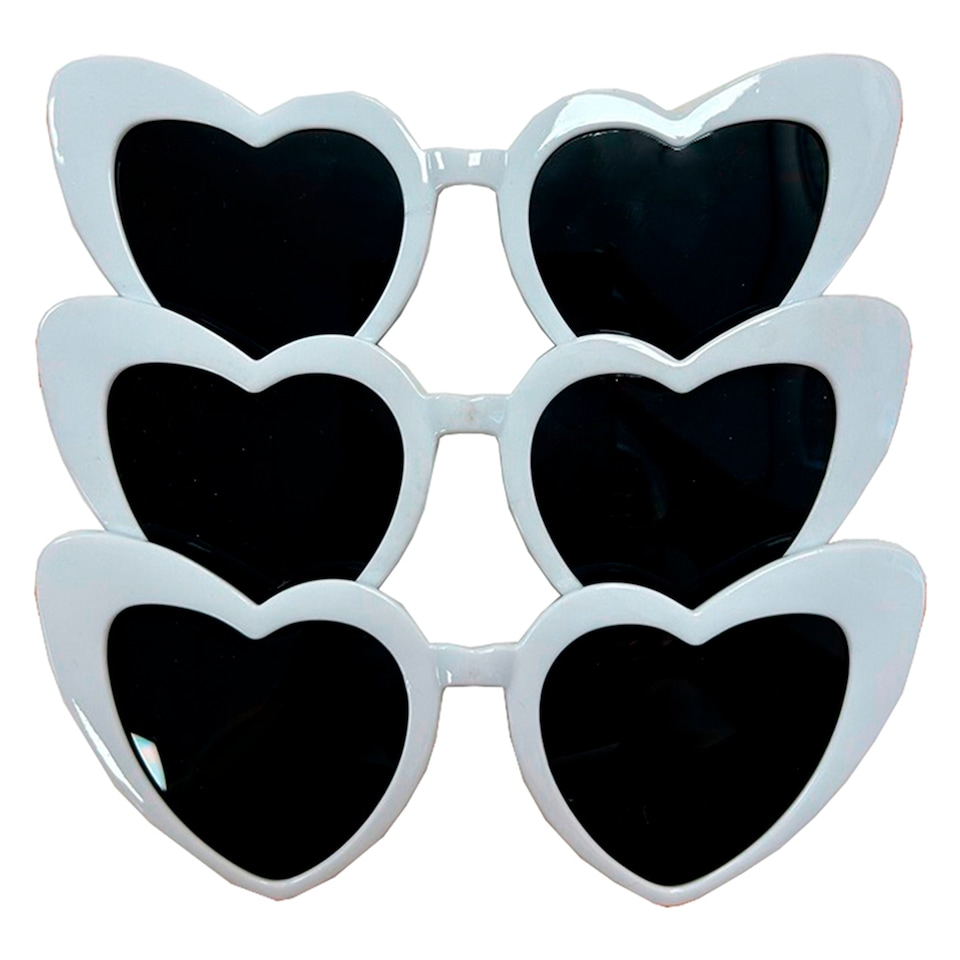 Unique Party White Heart Glasses 3 pack