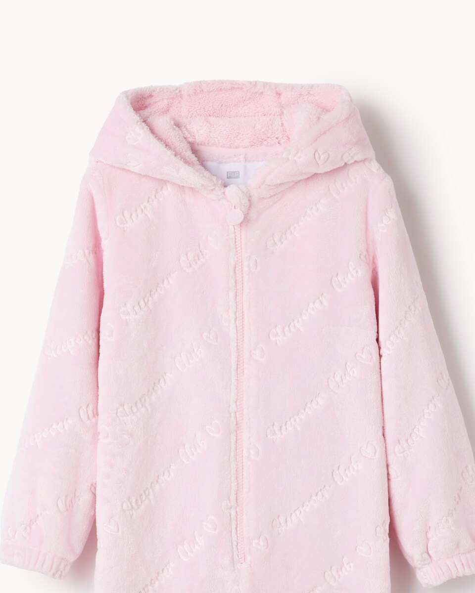 image 1 of F&F Girls Fleece Sleepover Club Onesie in Pink