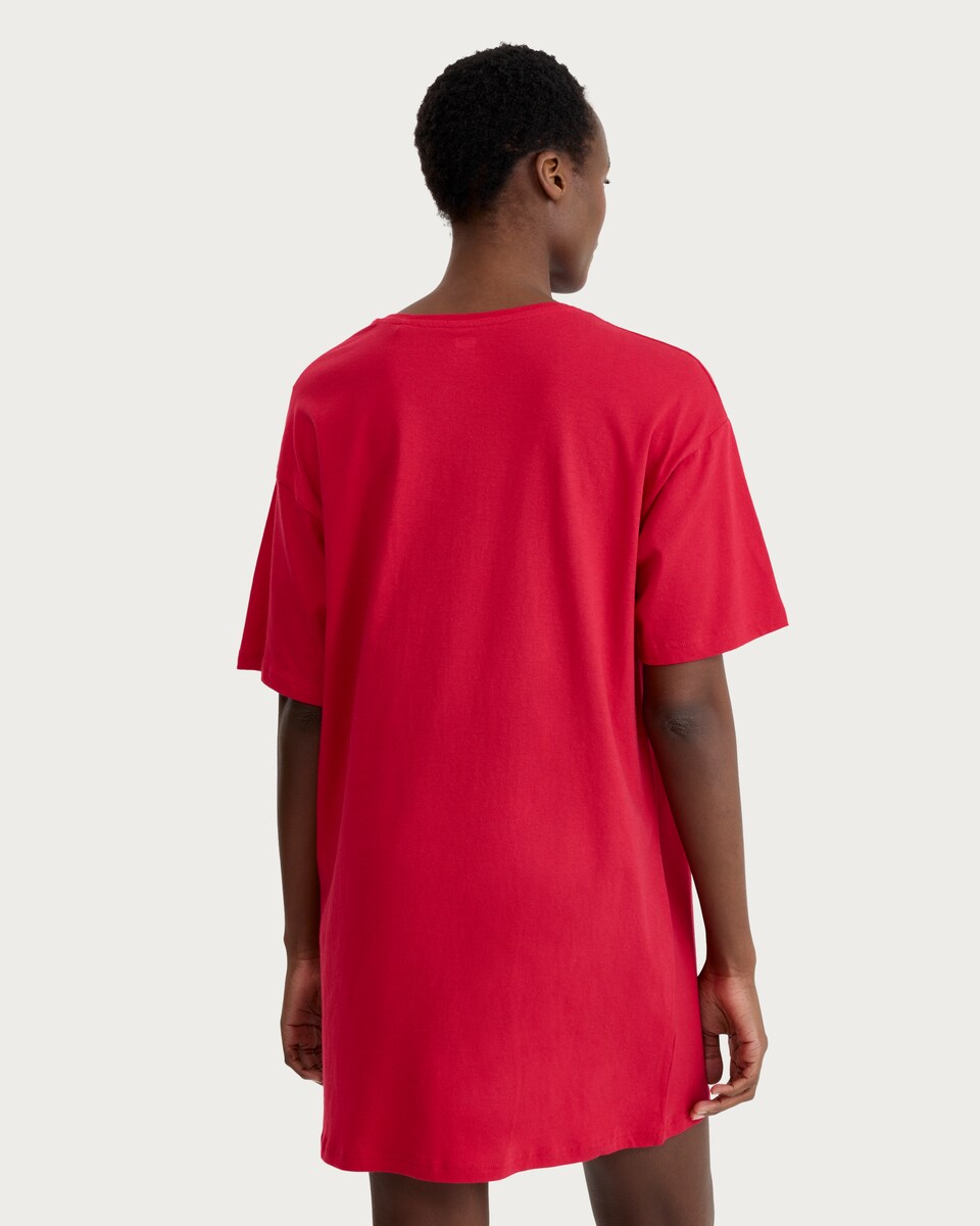 image 1 of F&F Pure Cotton Lovers Club Heart Print Nightdress in Multi Red