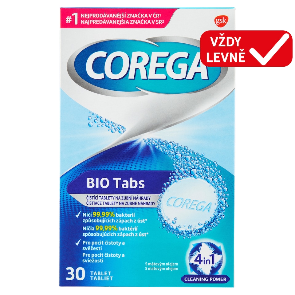 image 1 of Corega Bio Tabs Cleaning Tablets for Dentures 30 pcs