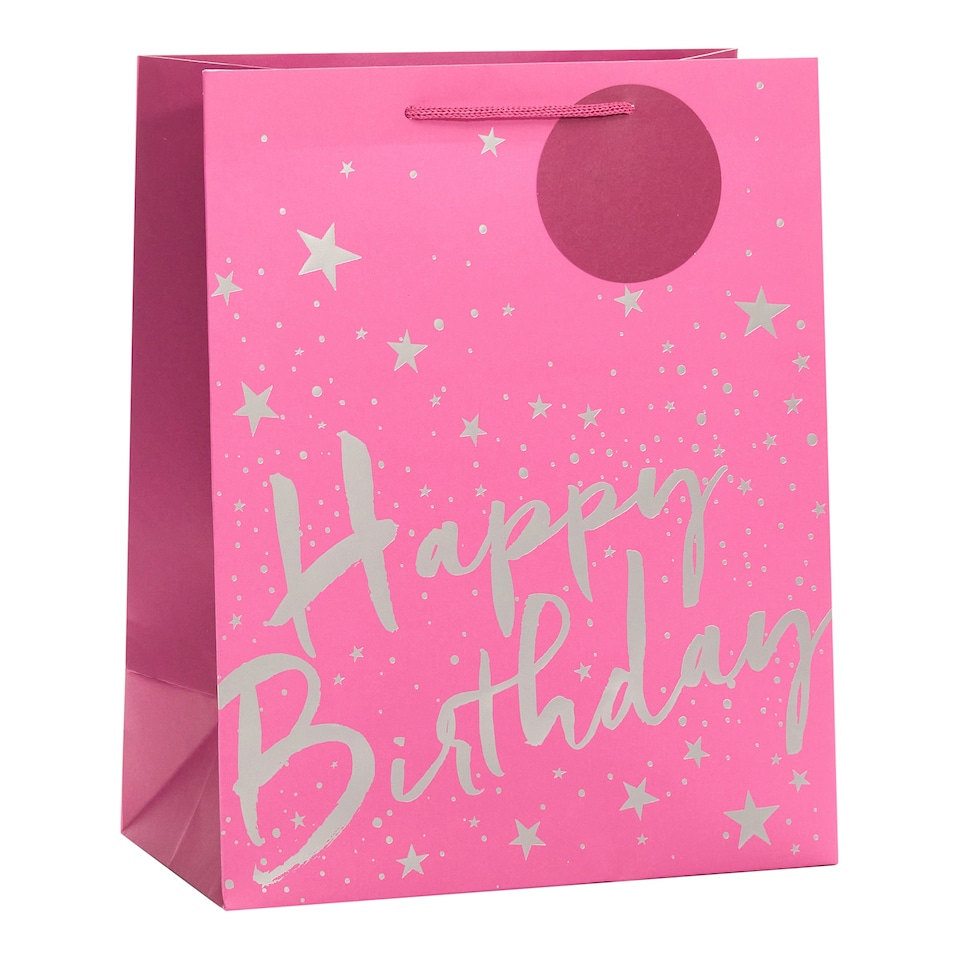 Tesco Happy Birthday Pink Large Bag