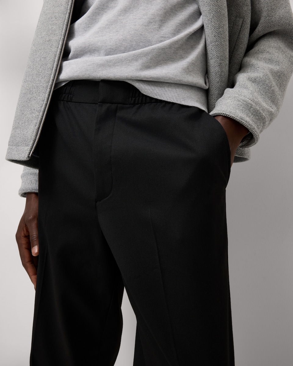 image 1 of F&F Regular Fit Elasticated Waist Trousers in Black
