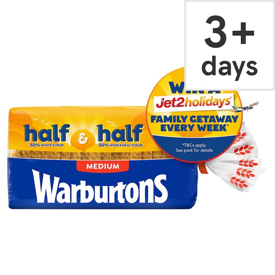 Warburtons Half And Half Medium Bread 800G